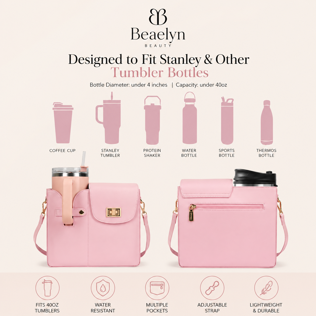 Stanley-style tumbler crossbody bag