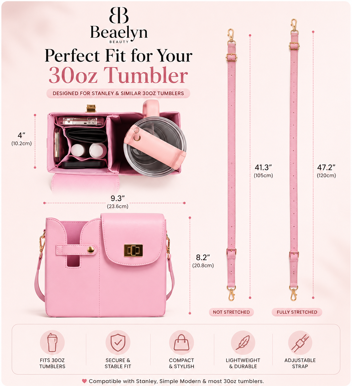 Stanley-style tumbler crossbody bag